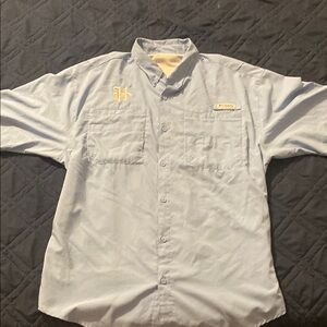 Columbia Blue Casual Button Down Shirt Lightweight Outdoor